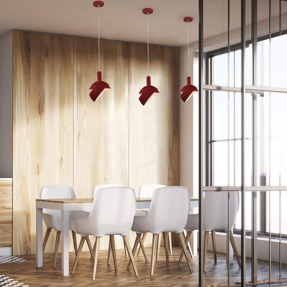 Pendente in alluminio + plastica E14 corpo Rosso