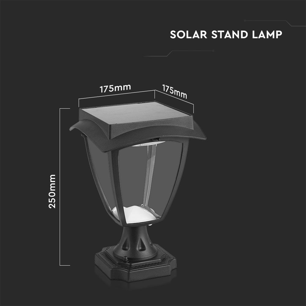 2W LED Solar Stand Lamp Black Body 3000K 6000K