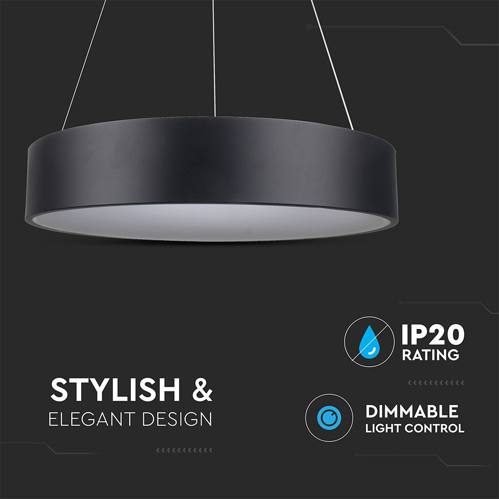 20W LED Surface Smooth Pendant Light Dimmable Black 3000K img 1