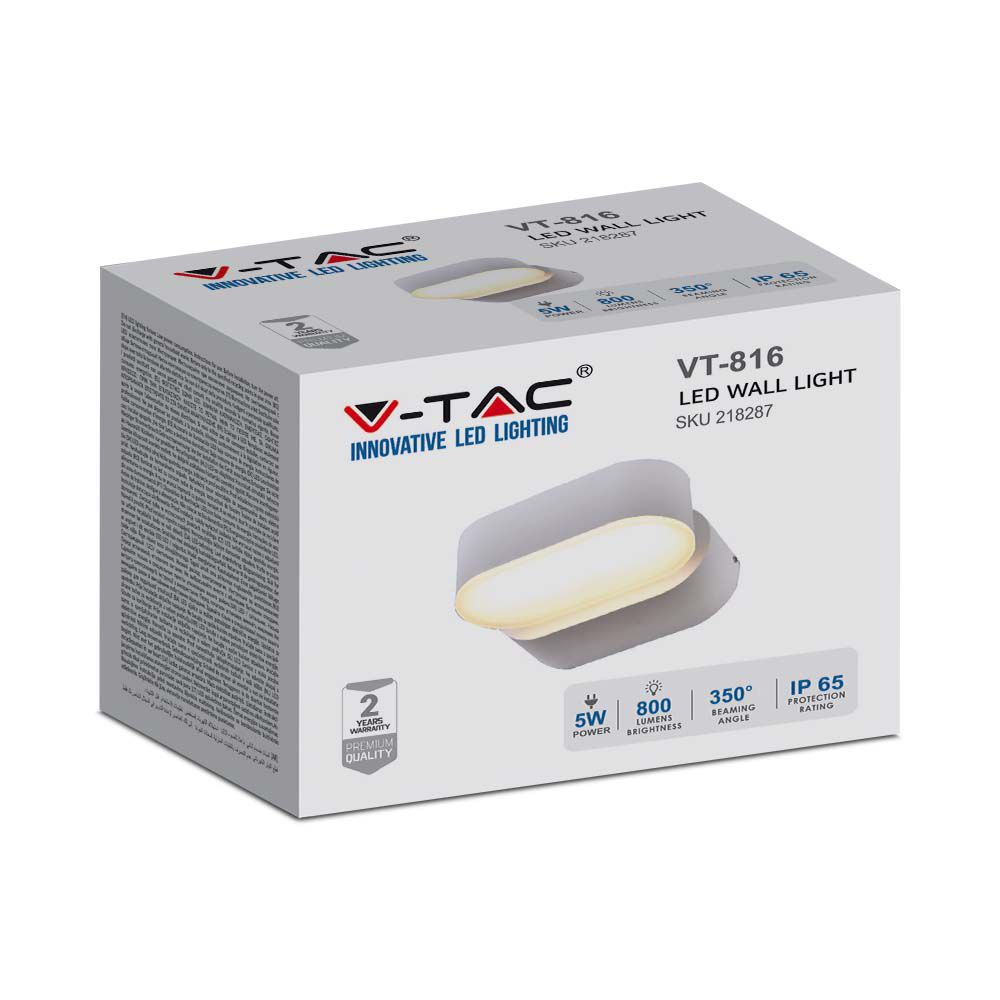 Lampada LED da Muro Ovale Colore Bianco con Testa Ruotabile 