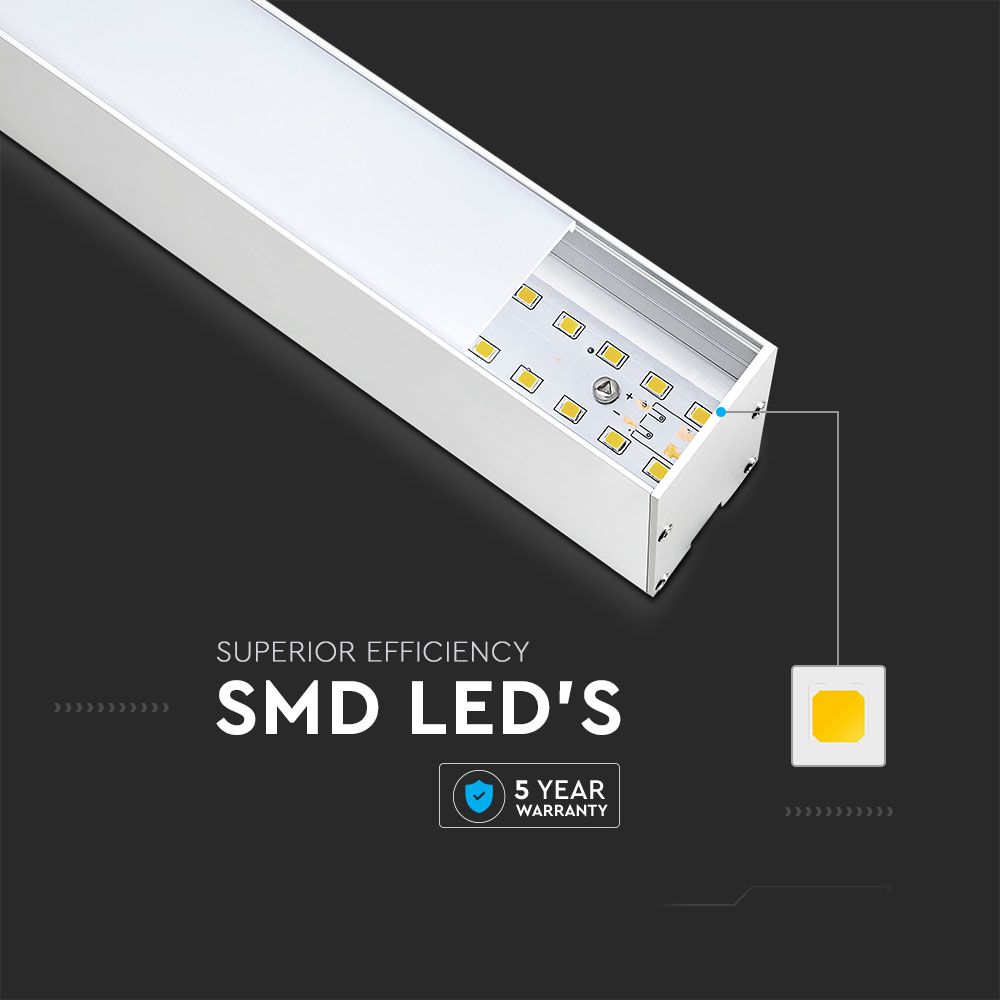 LED Linear Light SAMSUNG CHIP - 40W Hanging Suspension White Body 6400K 1200x35x67mm img 1