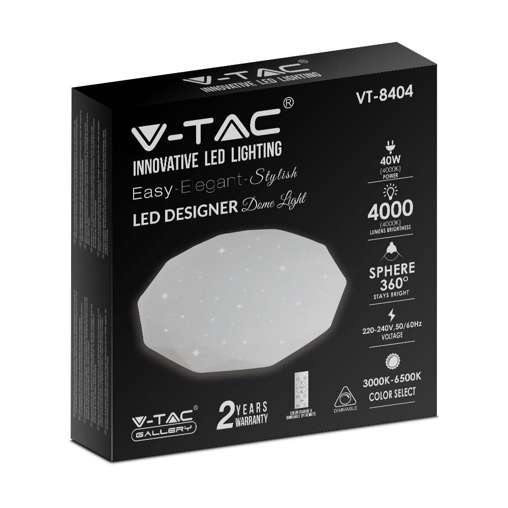 Plafoniera LED Rotonda 40W con Telecomando Cambia Colore 3 in 1 a Diamante d: 388mm h: 75mm Dimmerabile