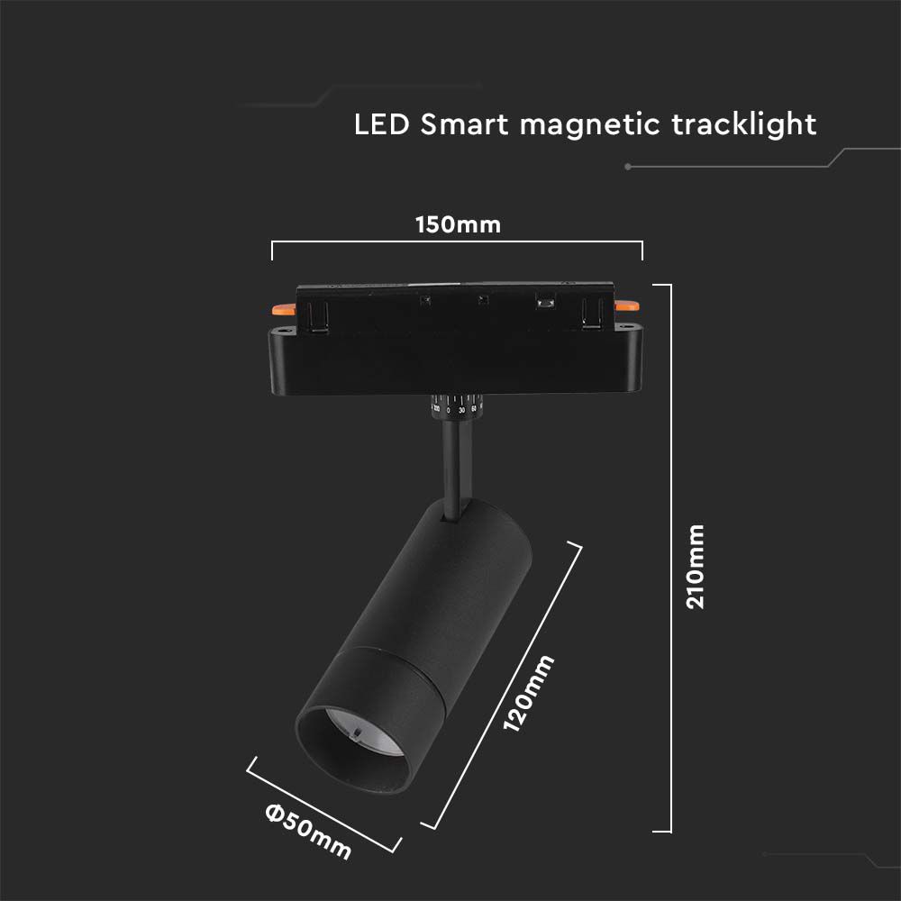 8W LED Magnetic SMART Tracklight Black 3in1