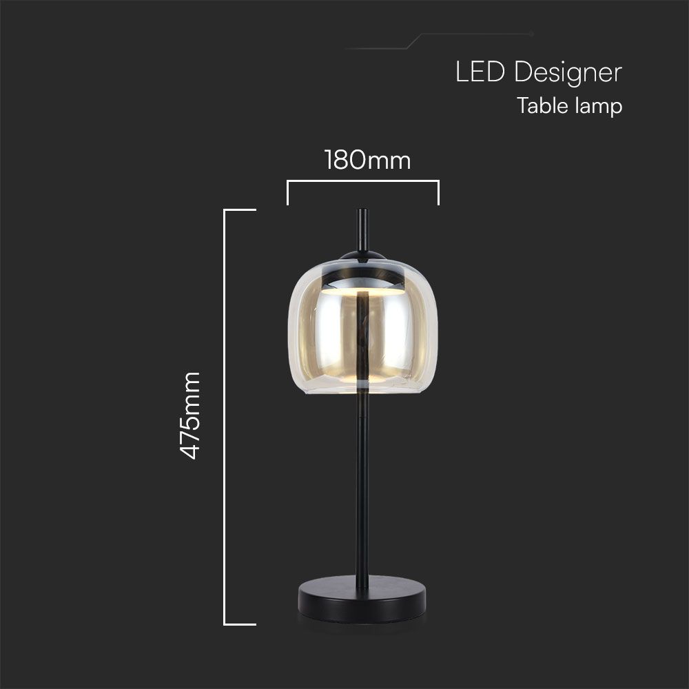 LED Designer Table Lamp Metal + Glas Body 3000K