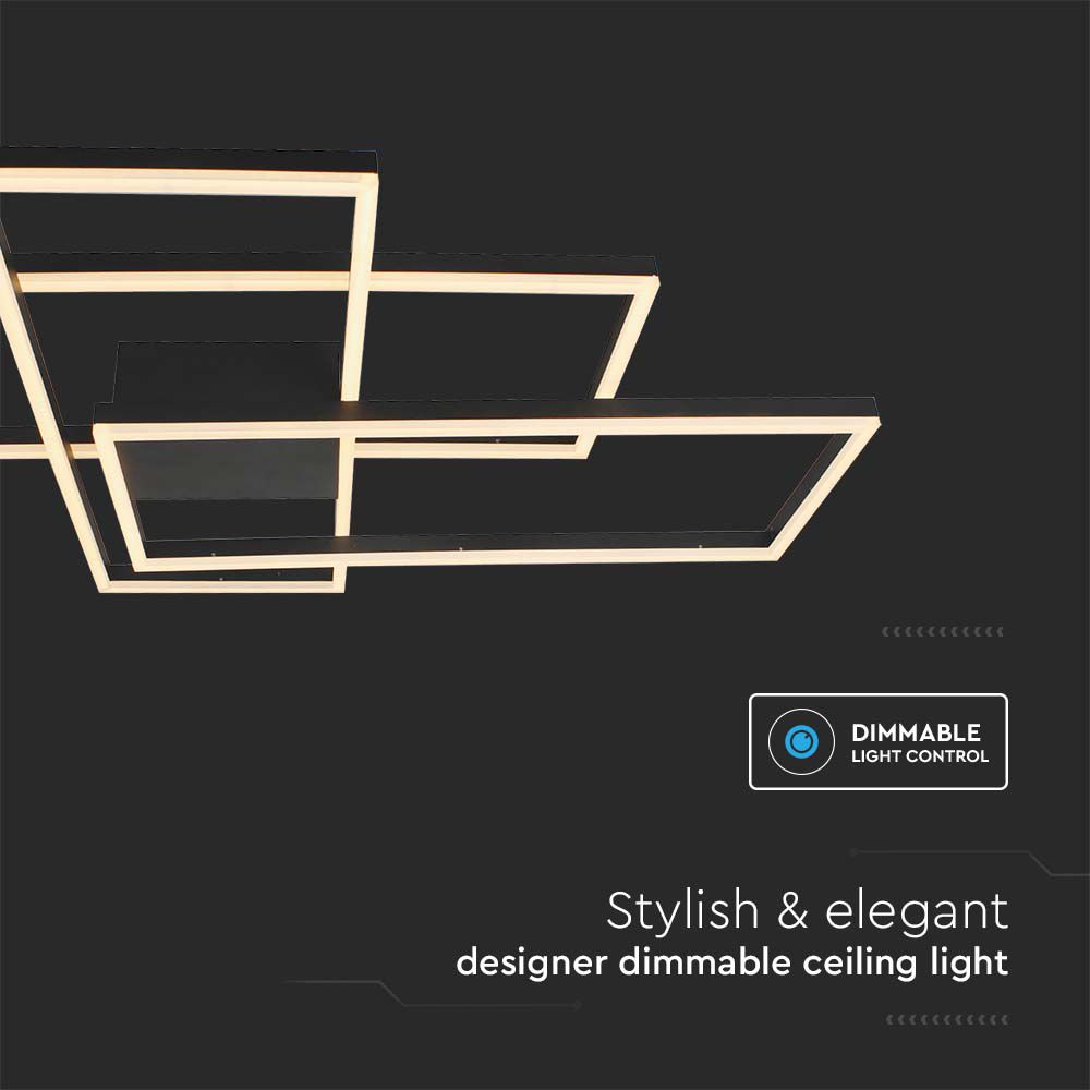 PLAFONIERA DECORATIVA LED 47W L90xL67x9CM 3000K CORPO NERO img 1
