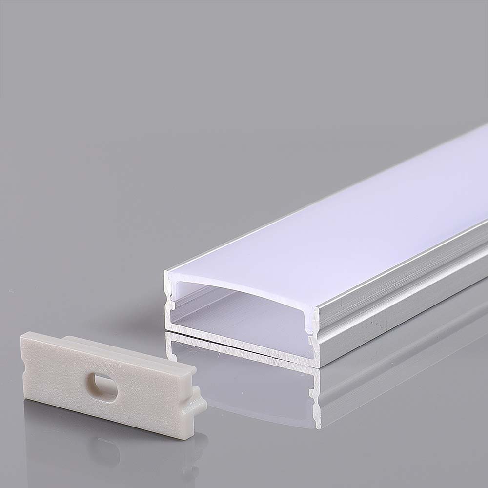 KIT MONTAGGIO CON DIFFUSORE PER STRISCIA LED 2000x30x10mm CORPO ARGENTO