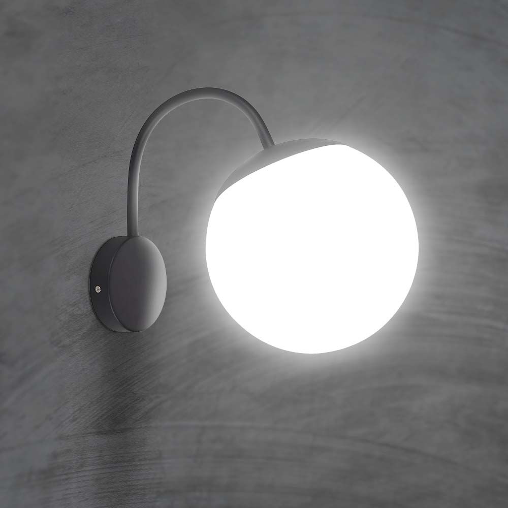 Lampada led da muro Matt Nera Opal Plastica Palla in alto
