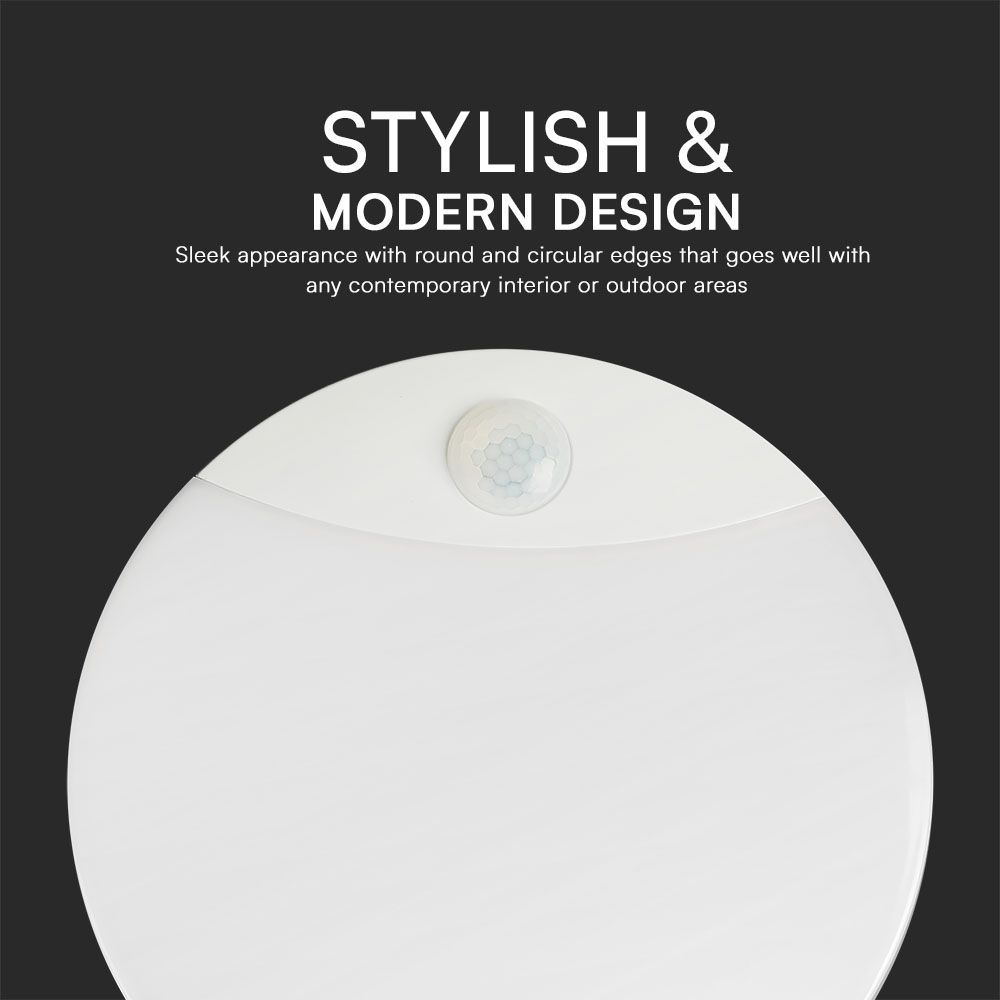 15W LED PIR Sensor Lamp SAMSUNG CHIP 3IN1 Round White Body IP44