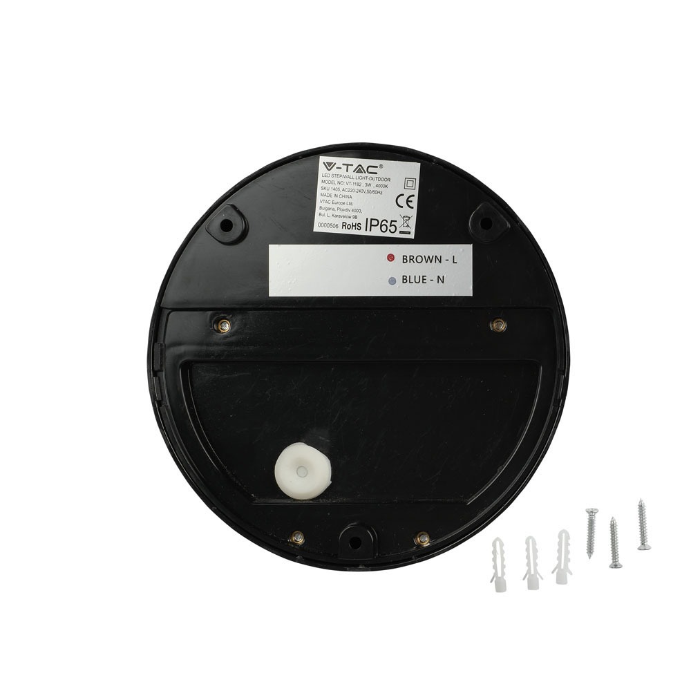 3W Faretto incasso LED Luce scale Corpo Nero Rotondo Bianco Naturale img 3