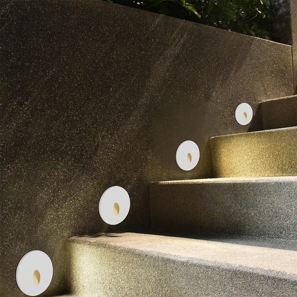 3W LED Step Light Aluminum + PC 4 IN 1 CCT Adjustable Black Body IP65 Round img 1