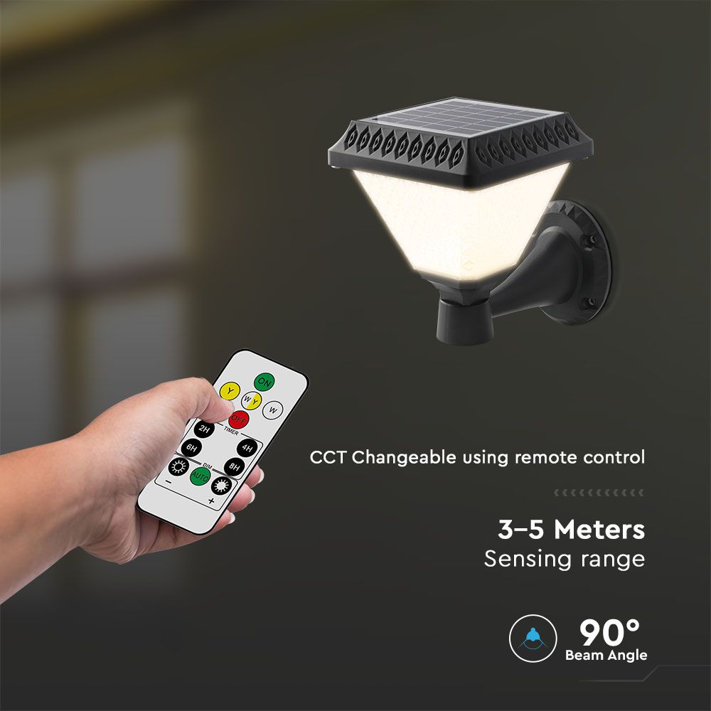  Sollar Wall Light RF Control 3in1 IP44 Black Body img 2