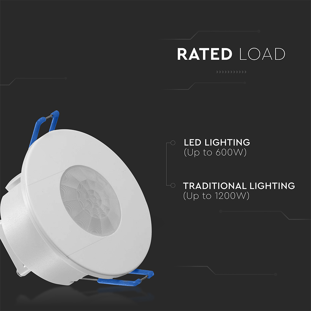 PIR Ceiling Sensor Recessed Mount White Body img 1