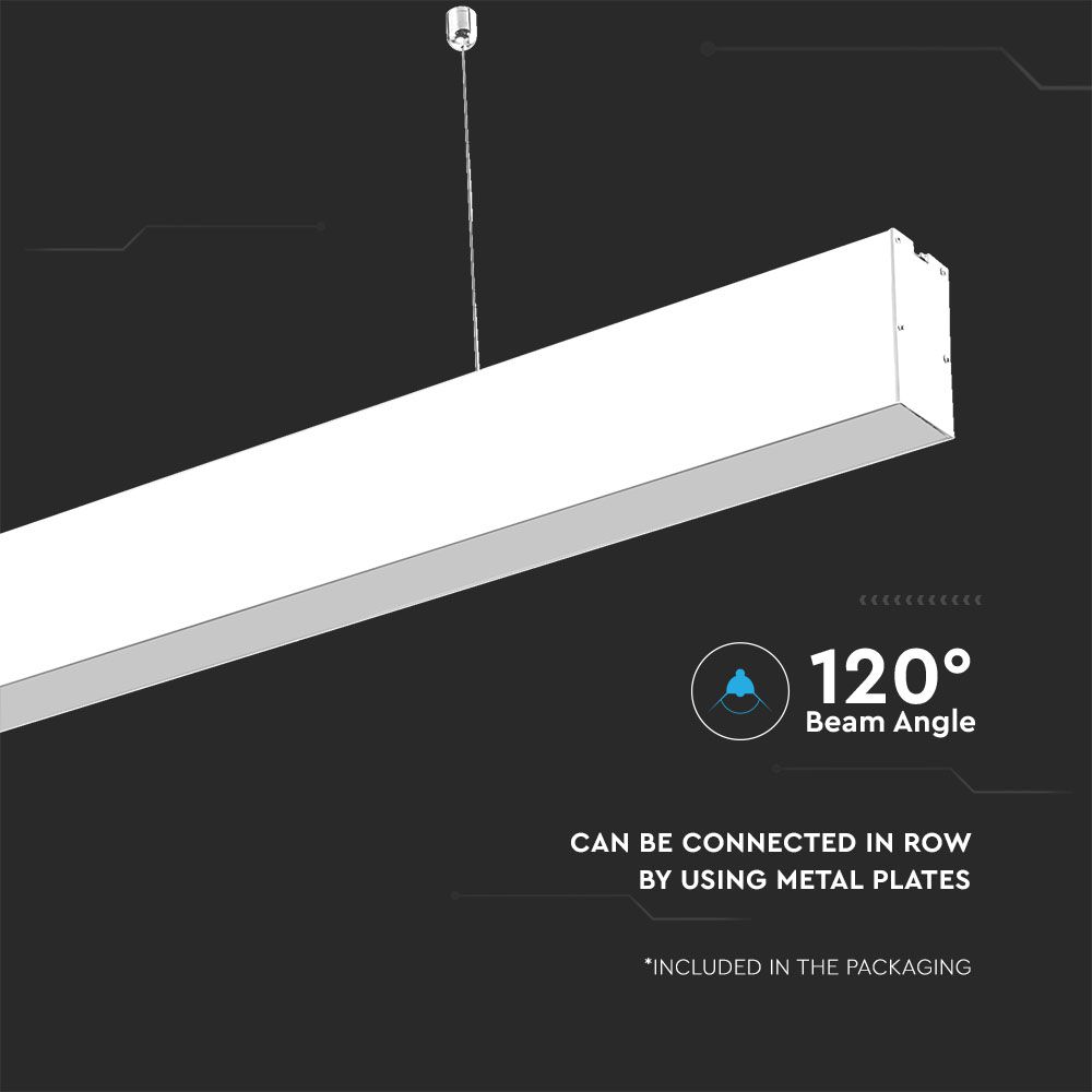 LED Linear Light SAMSUNG CHIP - 40W Hanging Suspension White Body 6400K 1200x35x67mm img 2