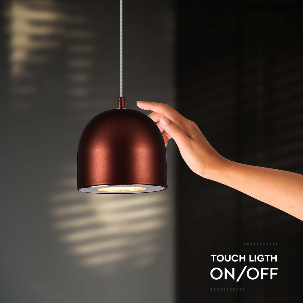 Lampadario LED a Cilindro in Metallo 8.5W Colore Rame Touch 10*16cm Regolabile img 3