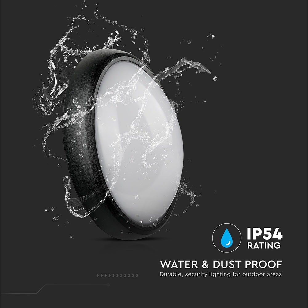 8W Plafoniera LED Ovale Corpo Nero Bianco caldo IP66