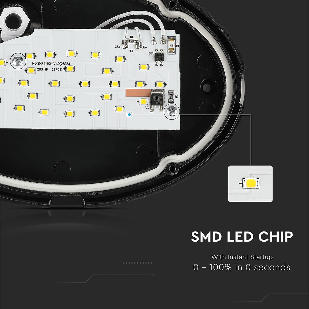 8W Plafoniera LED Ovale Corpo Nero Bianco caldo IP66 img 1