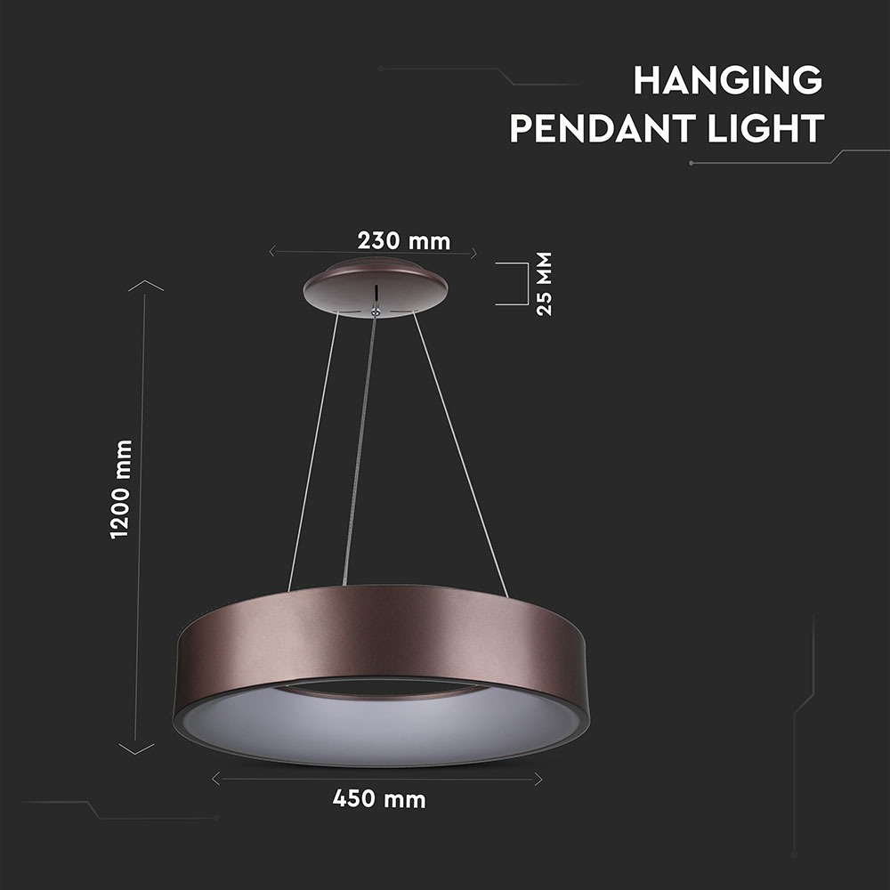 20W LED Surface Smooth Pendant Light Dimmable Coffee 3000K
