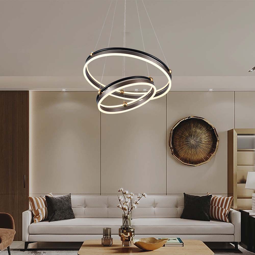 50W LED Designer Hanging Lamp Double Ring 3000K Coffee Body img 1