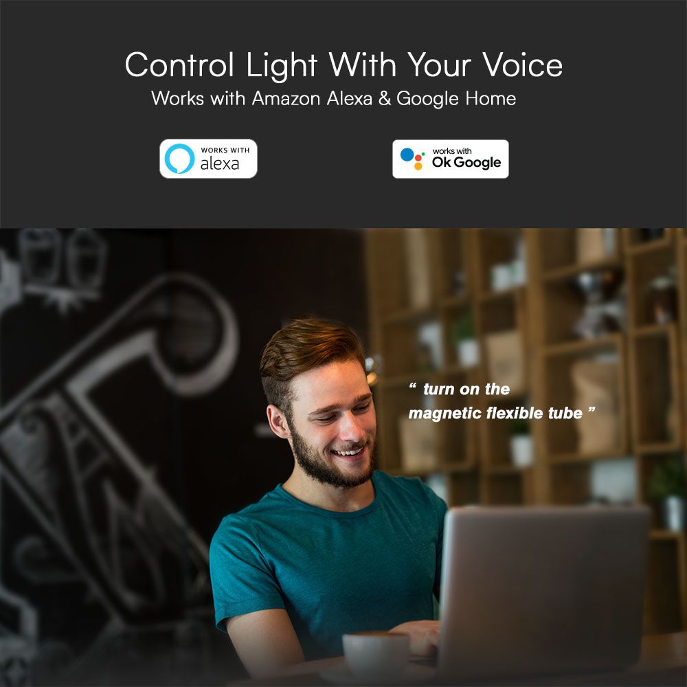 24W LED Smart Magnetic Track Light Flexible Tube 2M CCT: 3IN1 Dimmable Black Body img 3