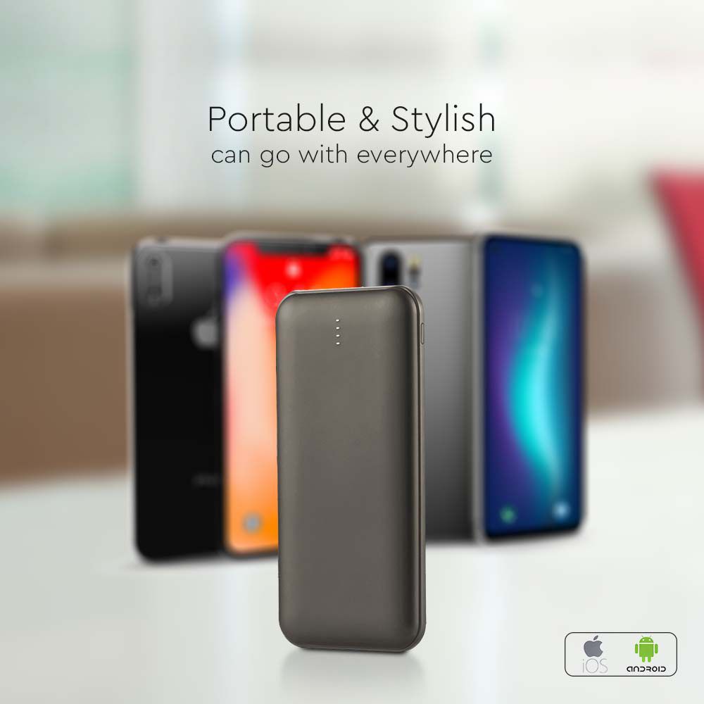 Power Bank 10.000 mAh Dual USB e Tipo C Colore Grigio img 3