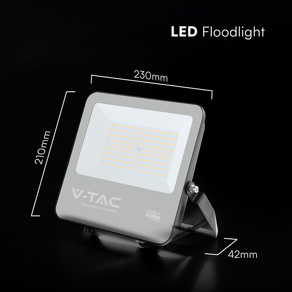 100W LED Floodlight CREE CHIP Black Body Grey Glass 4000K 135LM/W