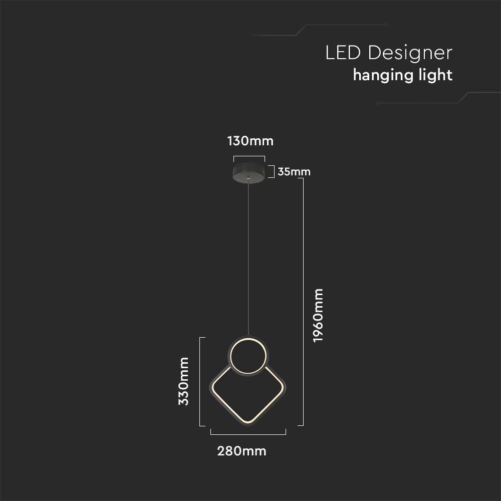 LED Designer Metal Hanging Lamp Black Body 4000K
