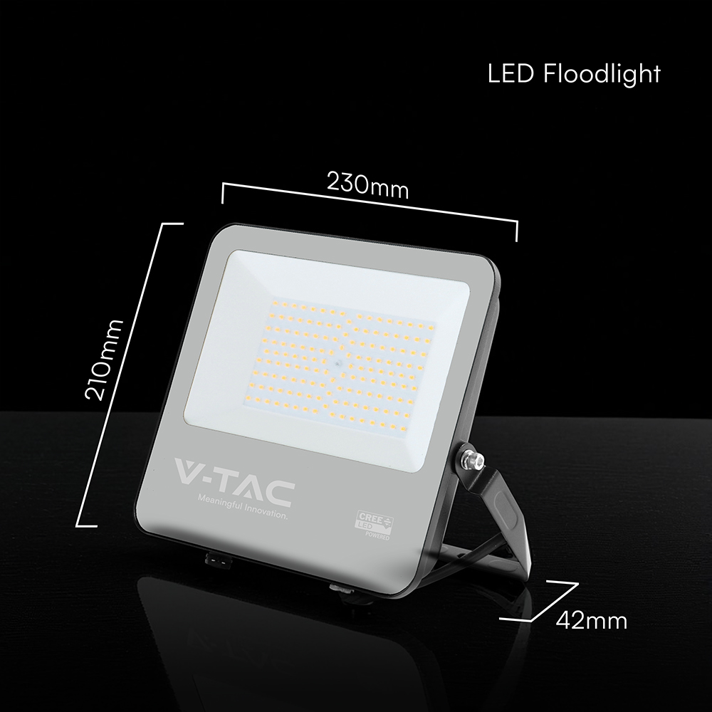 100W LED Floodlight CREE CHIP Black Body Grey Glass 6500K 135LM/W