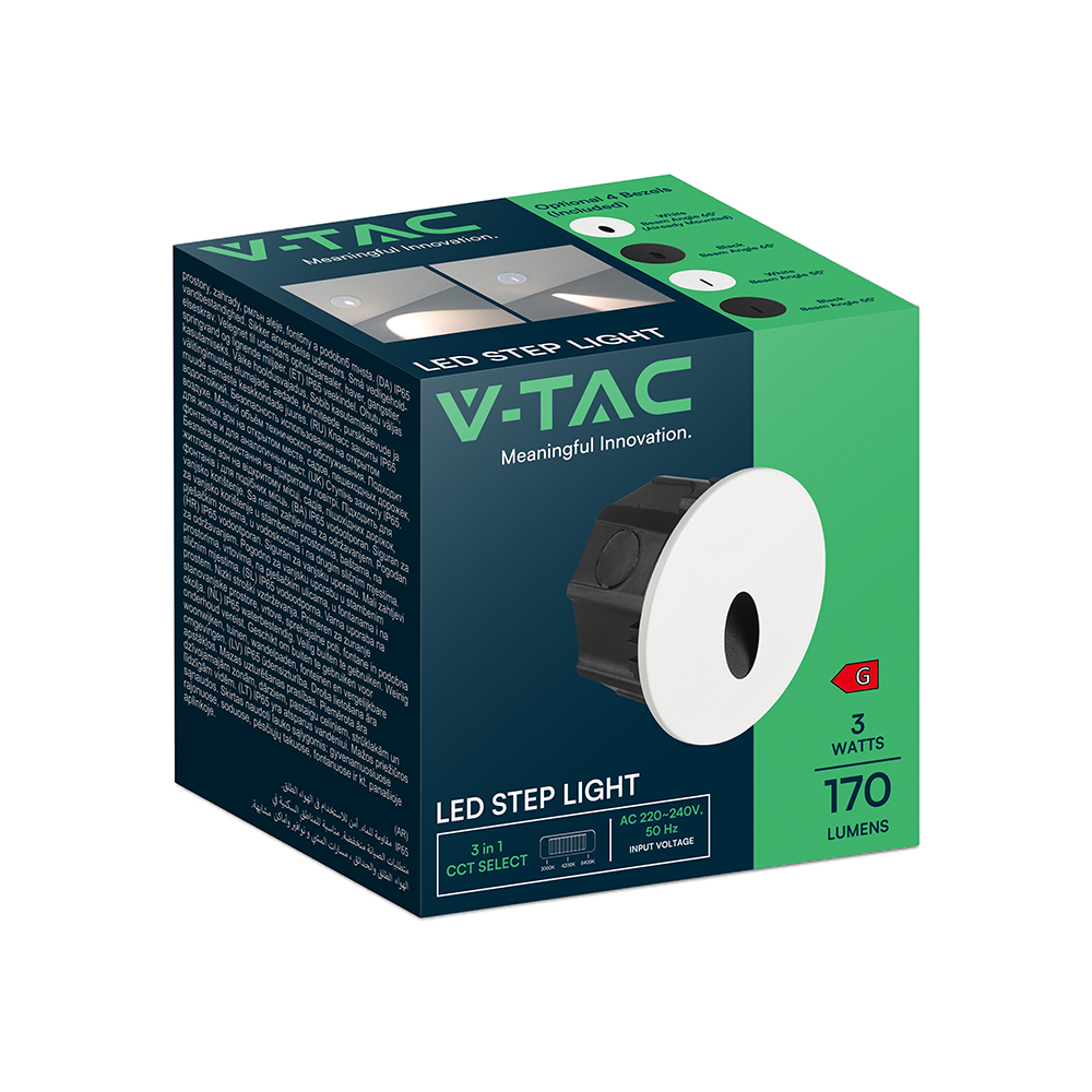 3W LED Step Light Aluminum + PC 4 IN 1 CCT Adjustable Black Body IP65 Round