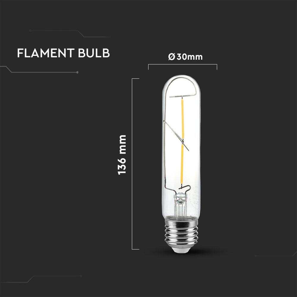 LED - 2W Filament E27 T30 Clear Cover 1800K