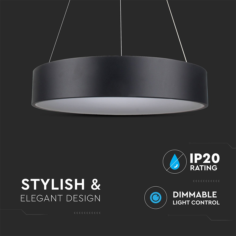 30W LED Surface Smooth Pendant Light Dimmable Black 3000K img 1