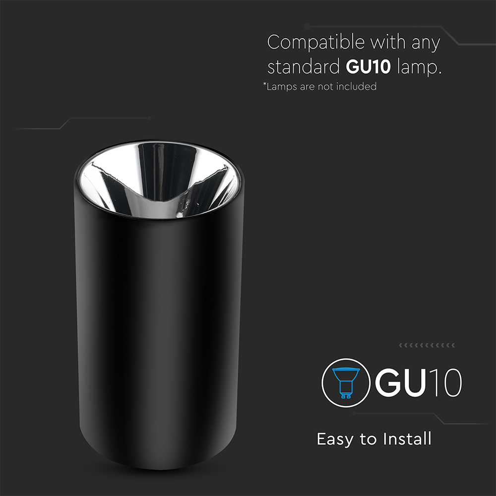 GU 10 Fitting Round Black + Chrome img 1