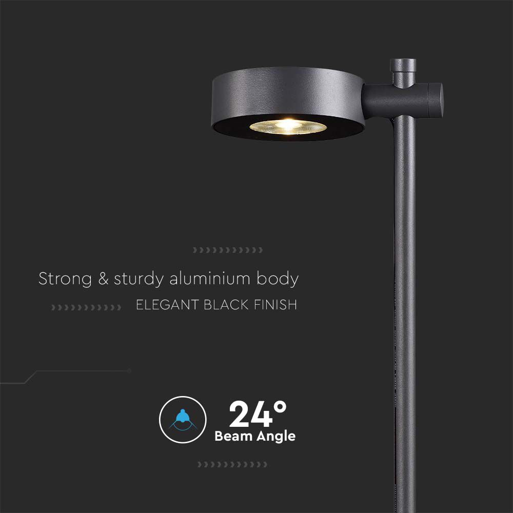Lampada LED da Giardino 6W con Doppio Fissaggio a Terra Colore Nero h:102cm 4000K IP65