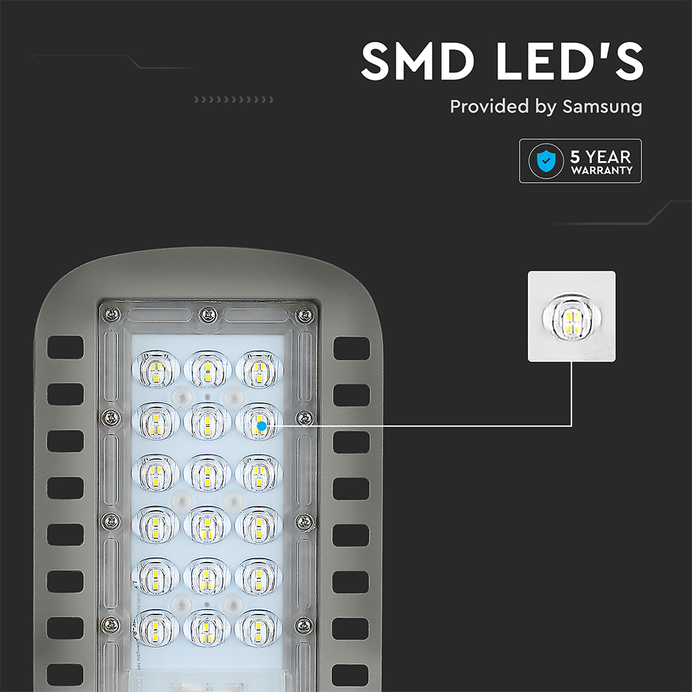 LED Street Light SAMSUNG CHIP 5 Years Warranty - 30W SLIM 4000K 135LM/W img 1