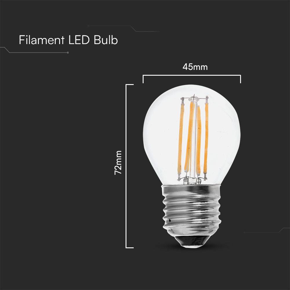 LED Bulb - 6W Filament E27 G45 Clear Cover 6500K