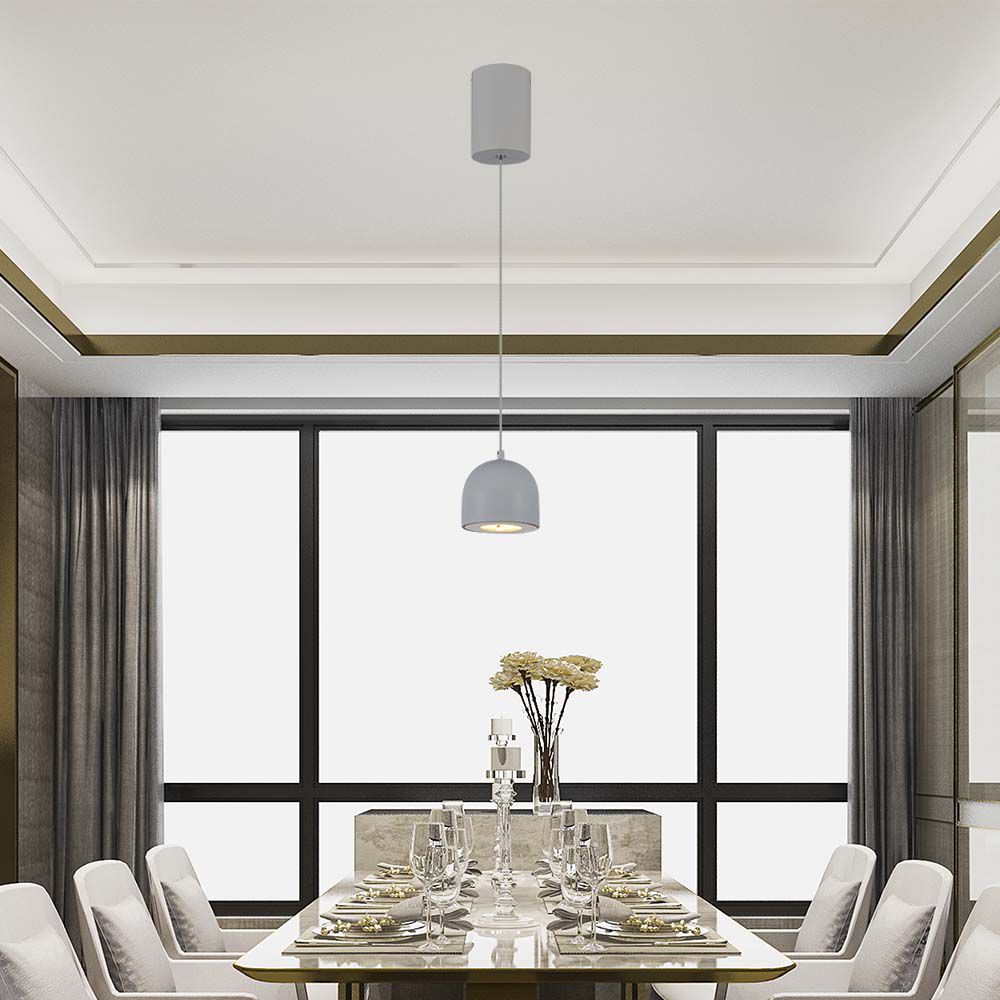 Lampadario LED a Cilindro in Metallo 8.5W 10x162cm Grigio Chiaro 3000K