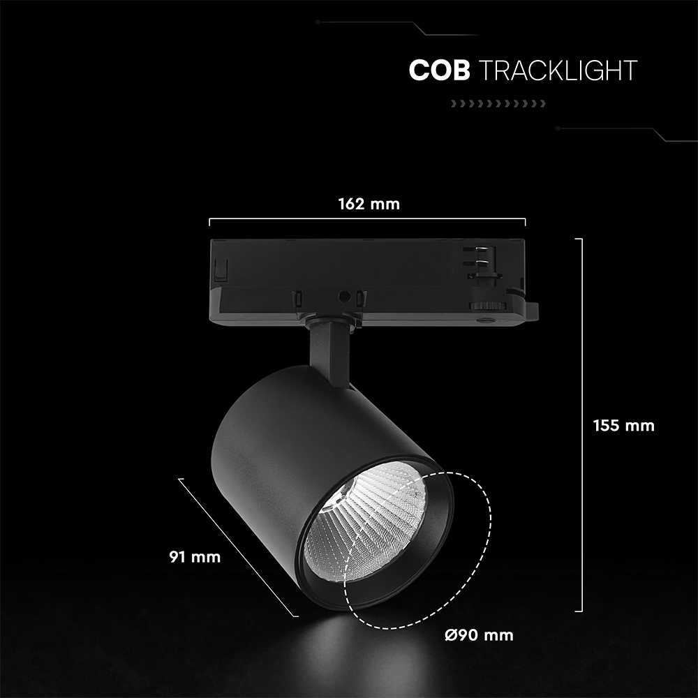 30W LED COB Tracklight CREE CHIP 6400K Black Body