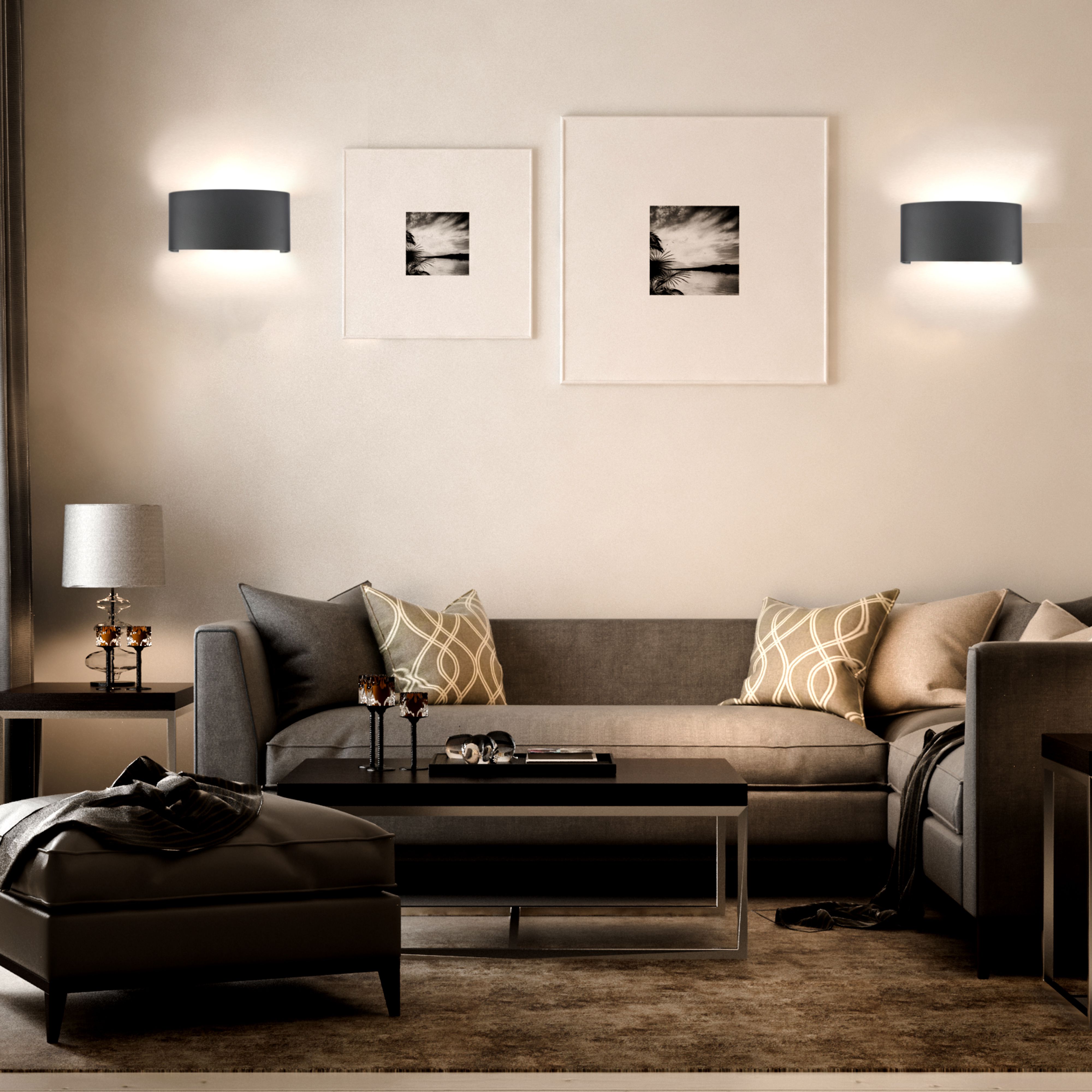 6W LED Wall Light Sand Black IP54 3000K img 1