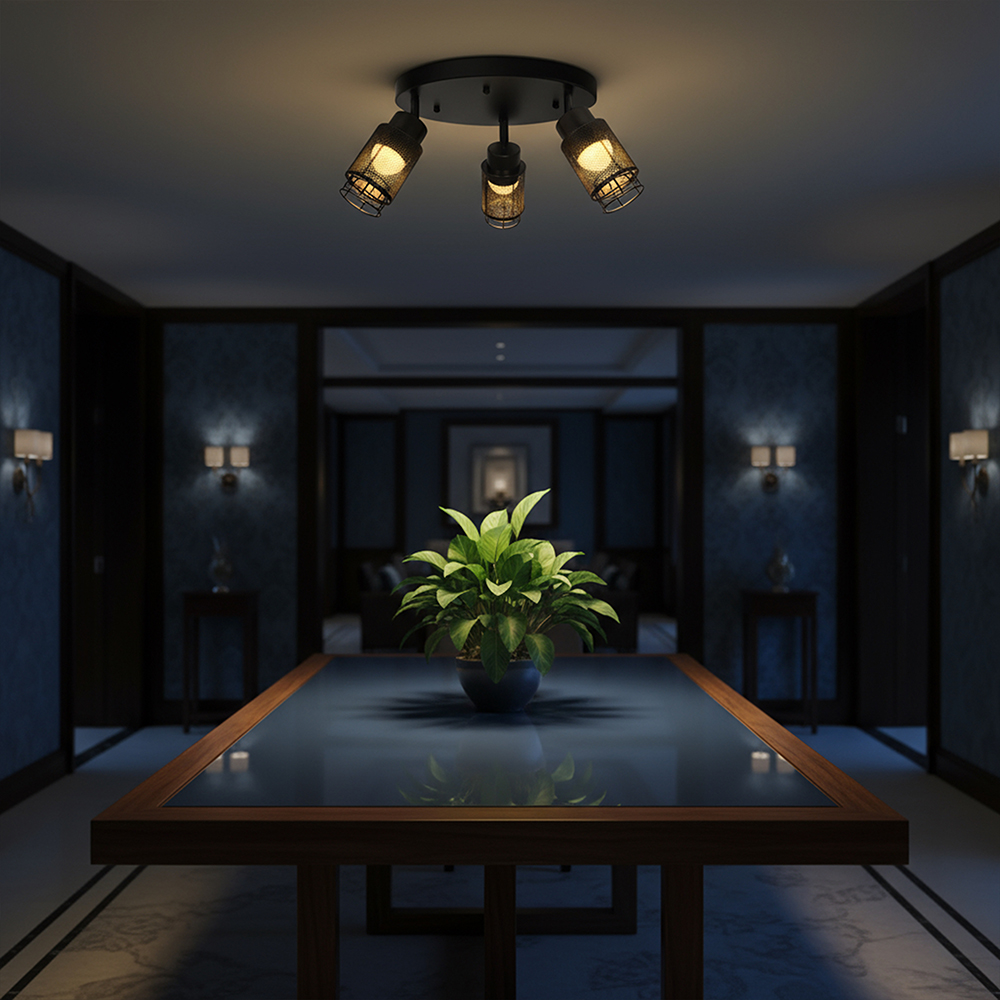 3X6W LED Decorative Ceiling Lamp (D300*H30mm) 3000K Matt Black Body