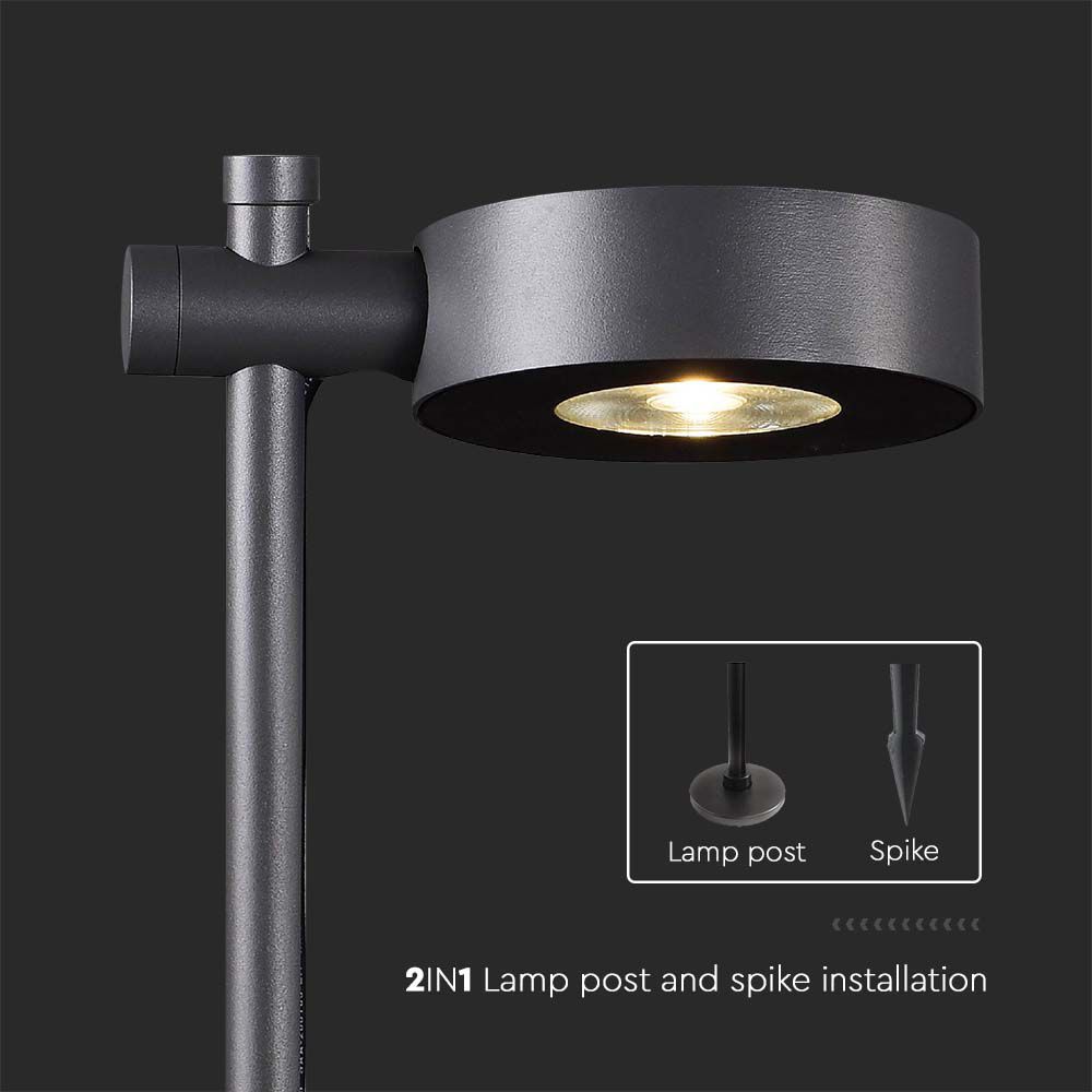 Lampada LED da Giardino 6W con Doppio Fissaggio a Terra Colore Nero h:102cm 4000K IP65 img 3
