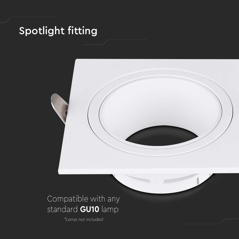 Portafaretto LED da Incasso Quadrato GU10 e GU5.3(MR16) Colore Bianco Orientabile