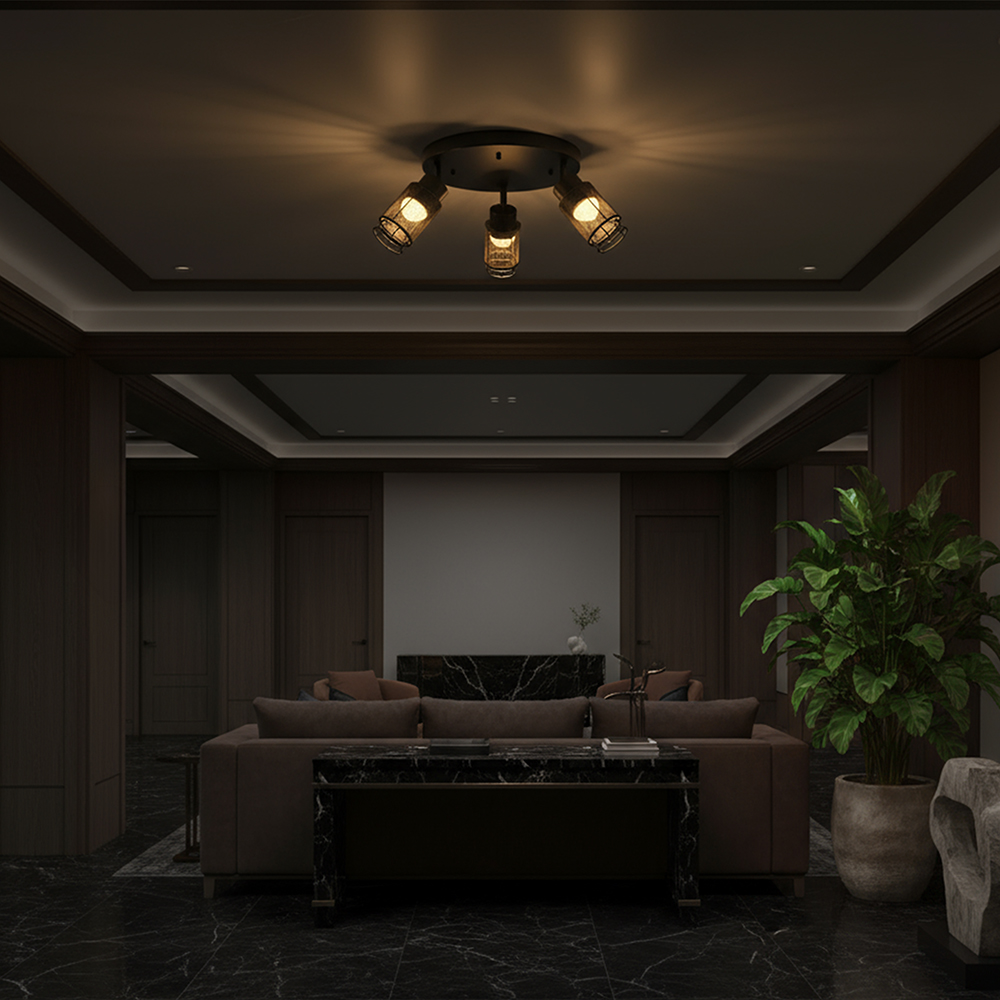 3X6W LED Decorative Ceiling Lamp (D300*H30mm) 3000K Matt Black Body img 1