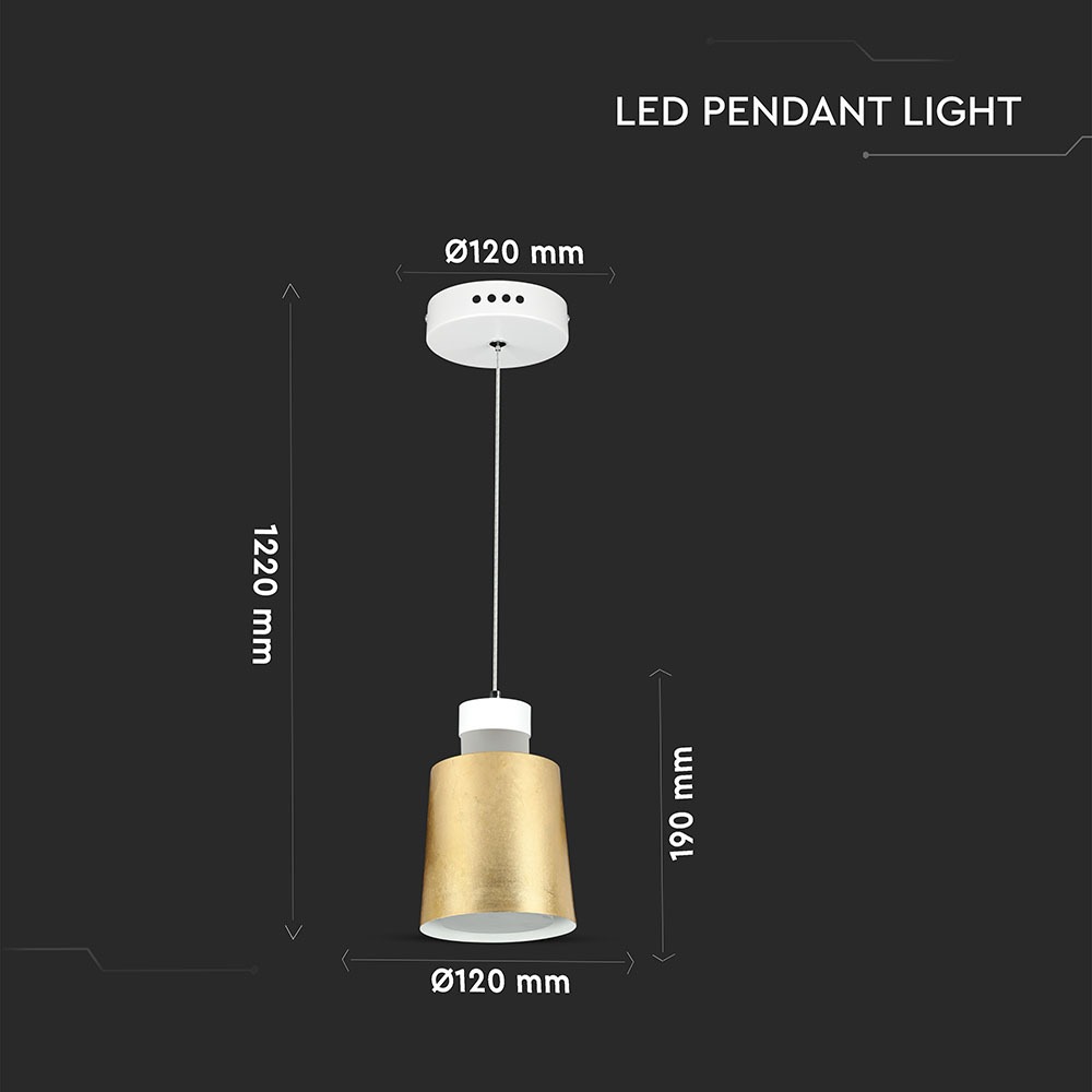 7W LED Lampadario (Acrylico) Gold Lamp Shade 120 Bianco Naturale