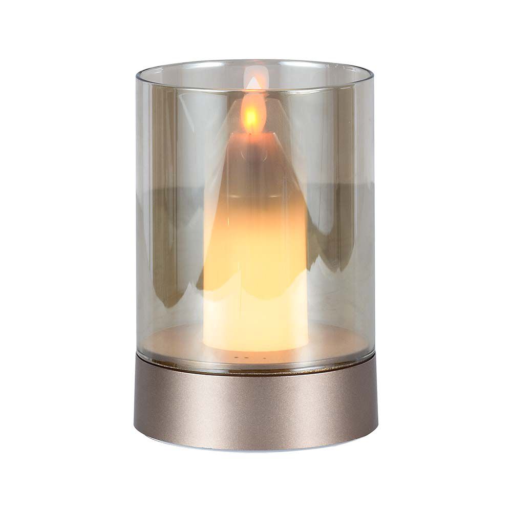 3W LED Candle Table Lamp 3000K Champagne Gold  Amber Glass
