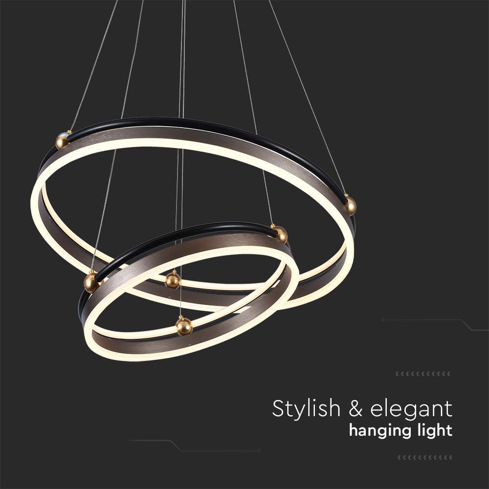 50W LED Designer Hanging Lamp Double Ring 3000K Coffee Body img 1