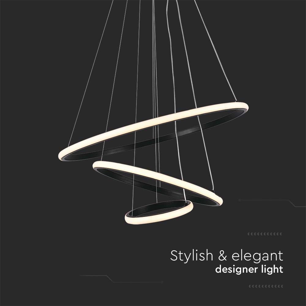 Lampadario LED a Sospensione con 3 Cerchi 32W in Metallo Colore Nero 60x40x20cm 3000K img 1