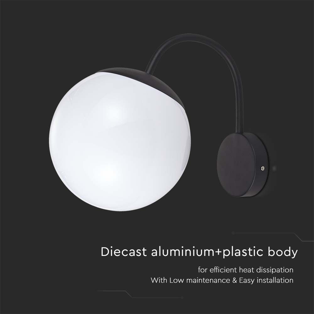 Lampada led da muro Matt Nera Opal Plastica Palla in alto img 2