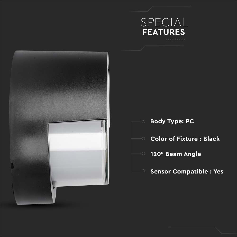 12W LED Wall SamiFrame Black Round 3000K