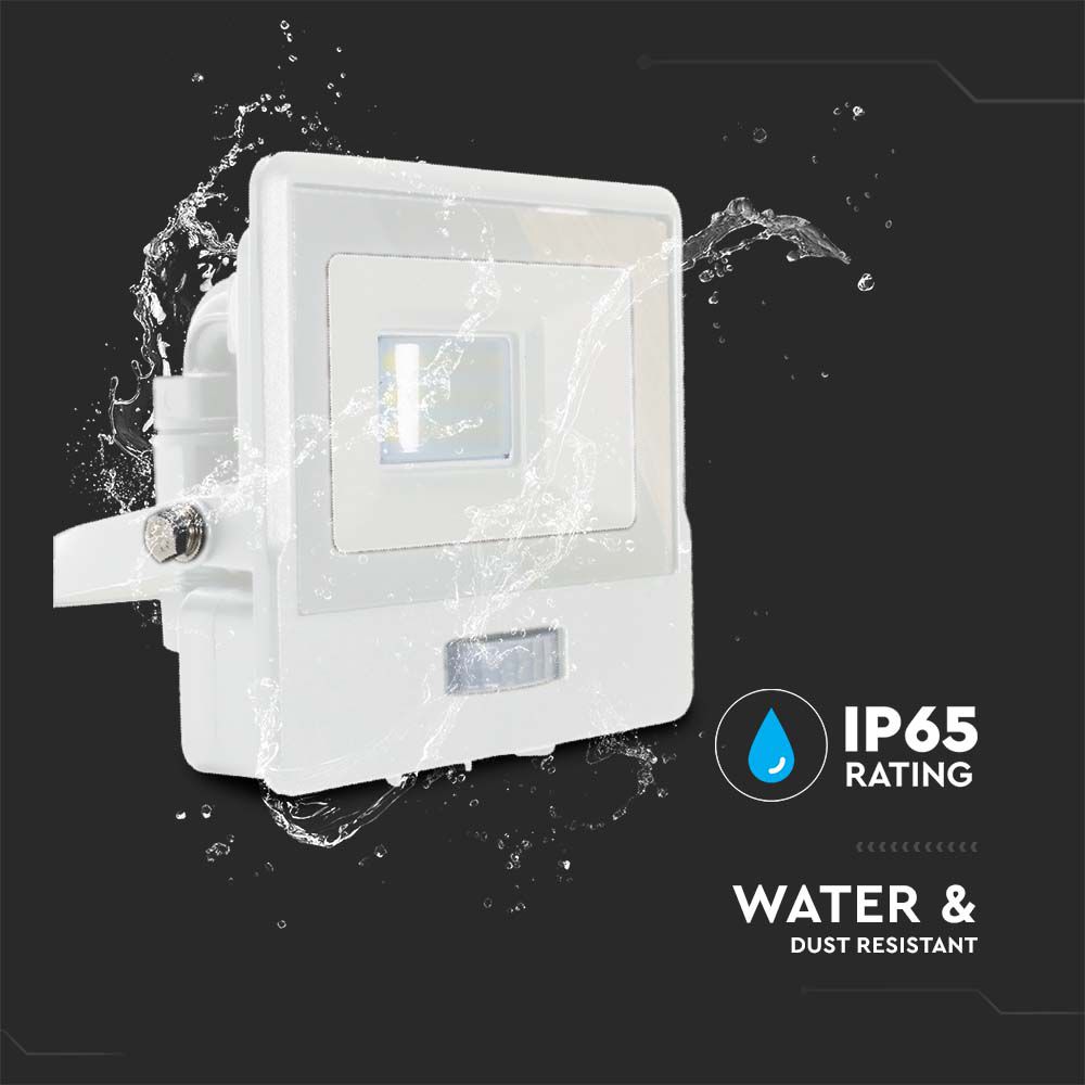 10W LED PIR Sensor Floodlight SAMSUNG CHIP White Body 6400K img 4