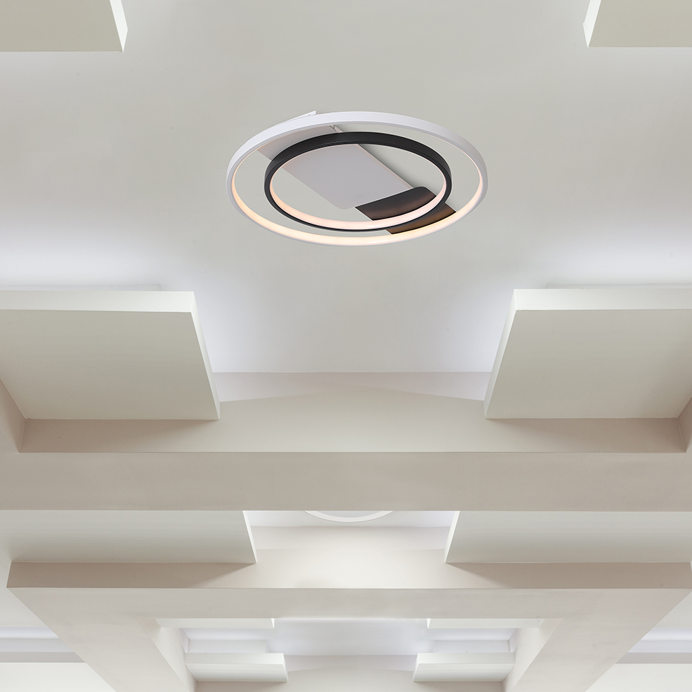 36W LED Decorative Ceiling Lamp (f505*50mm) CCT3IN1 White+Black With IR Remote Control