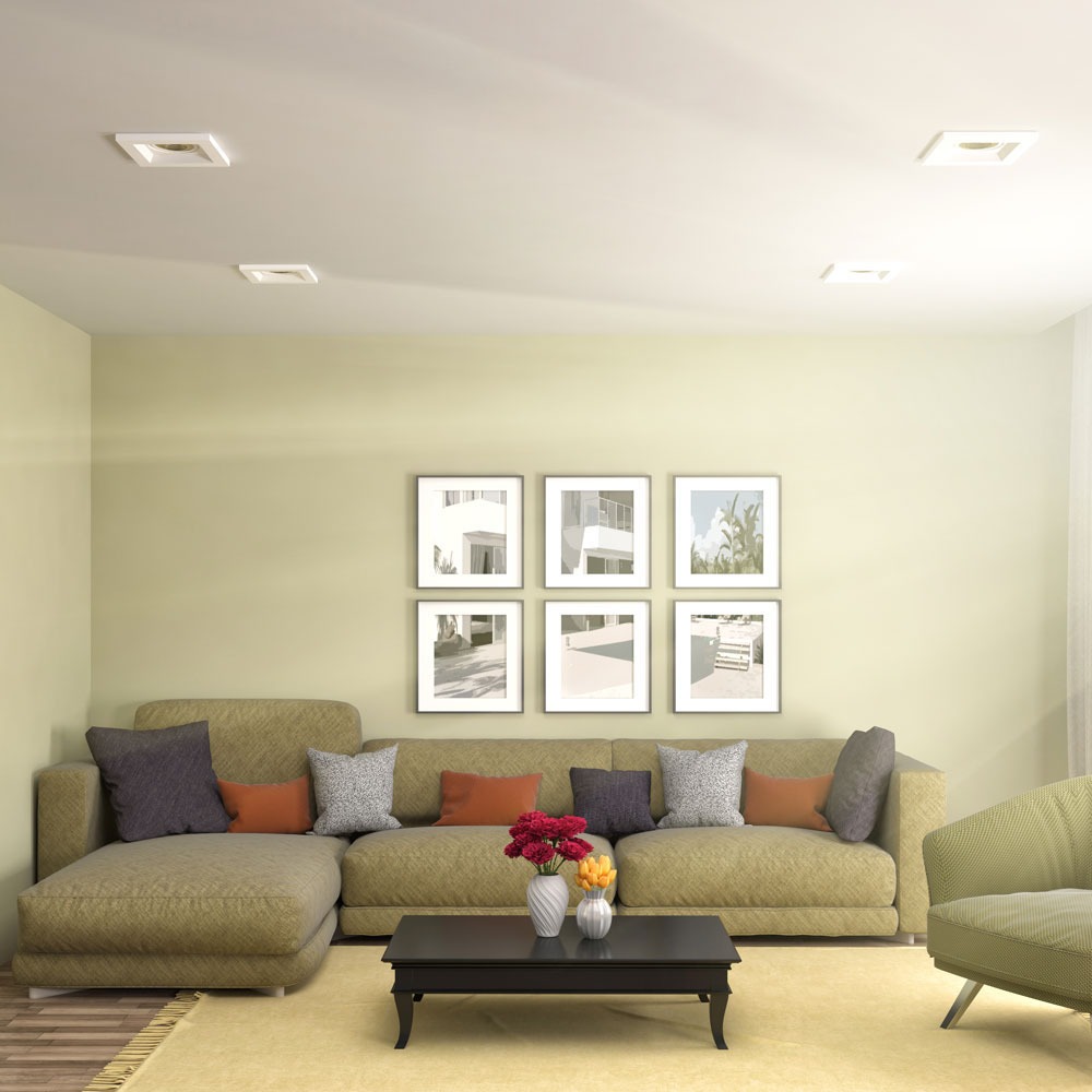 GU10 Fitting Gesso White Recessed Light Quadrato